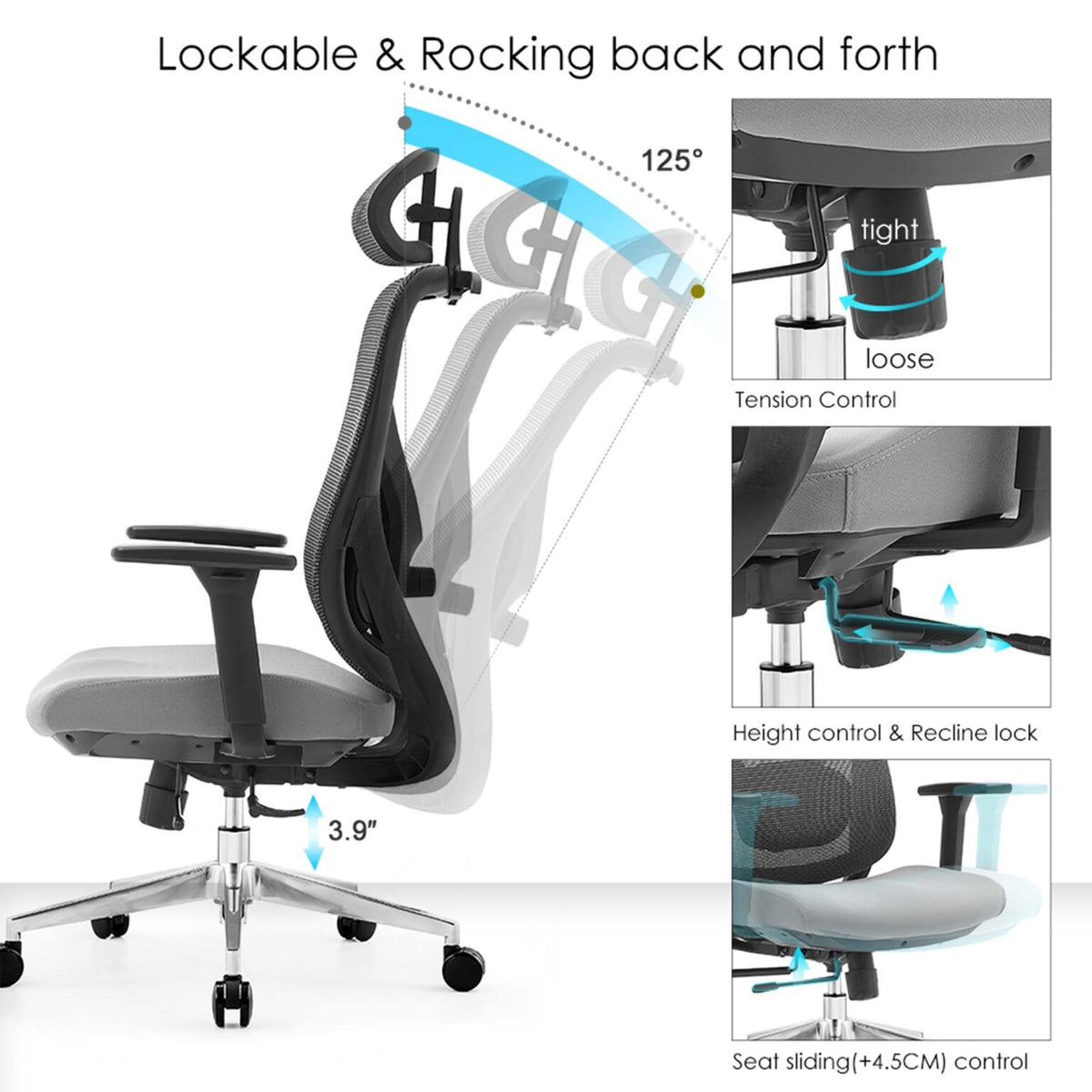 3 Postions Back Lock