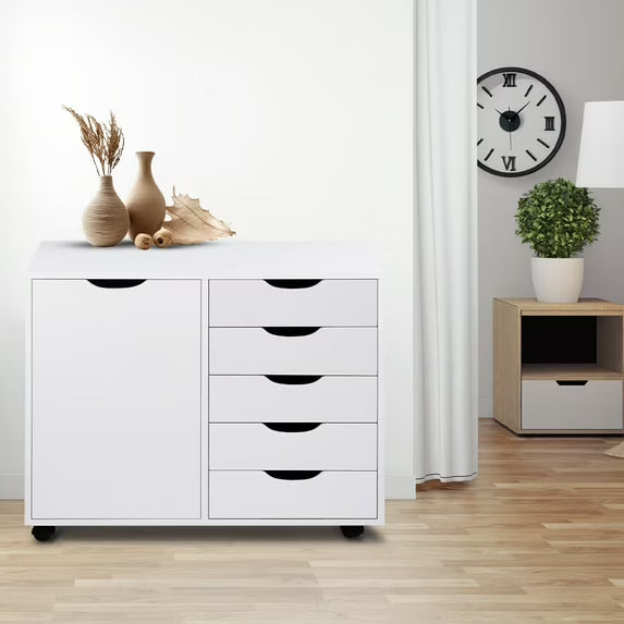 Alpha  5-Drawer White Cabinet